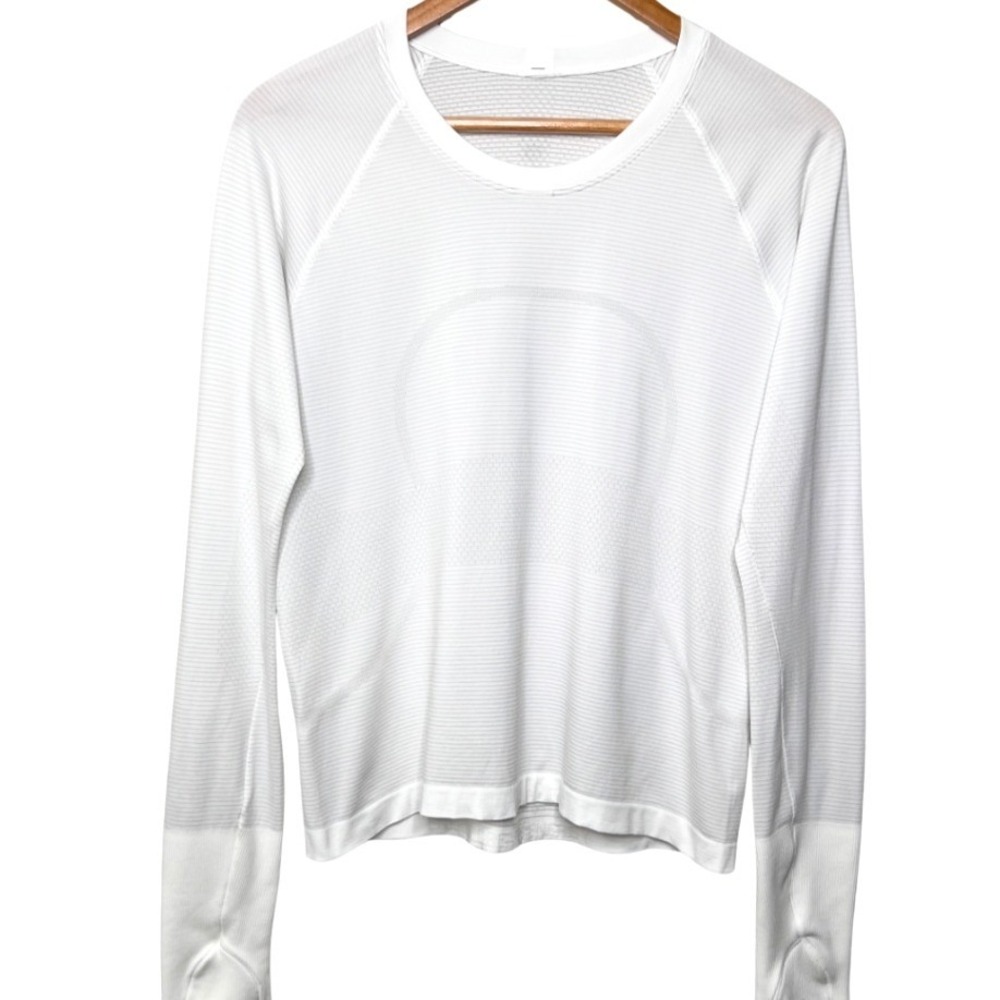 Lululemon Swiftly Tech Long Sleeve Women's‎ White Athletic Top Shirt Size 10 - Picture 5 of 9